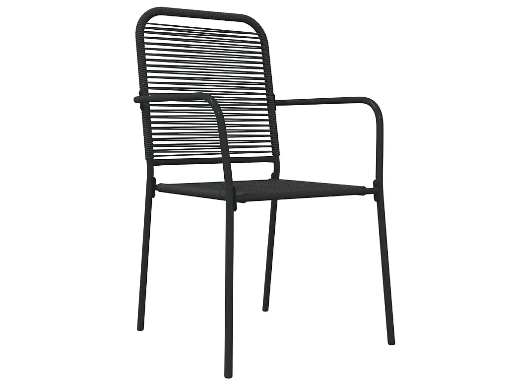 Ensemble à dîner de jardin 7 pcs Noir Corde de coton et acier