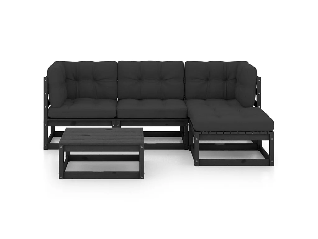 Salon de jardin 5 pcs avec coussins Bois de pin massif 64