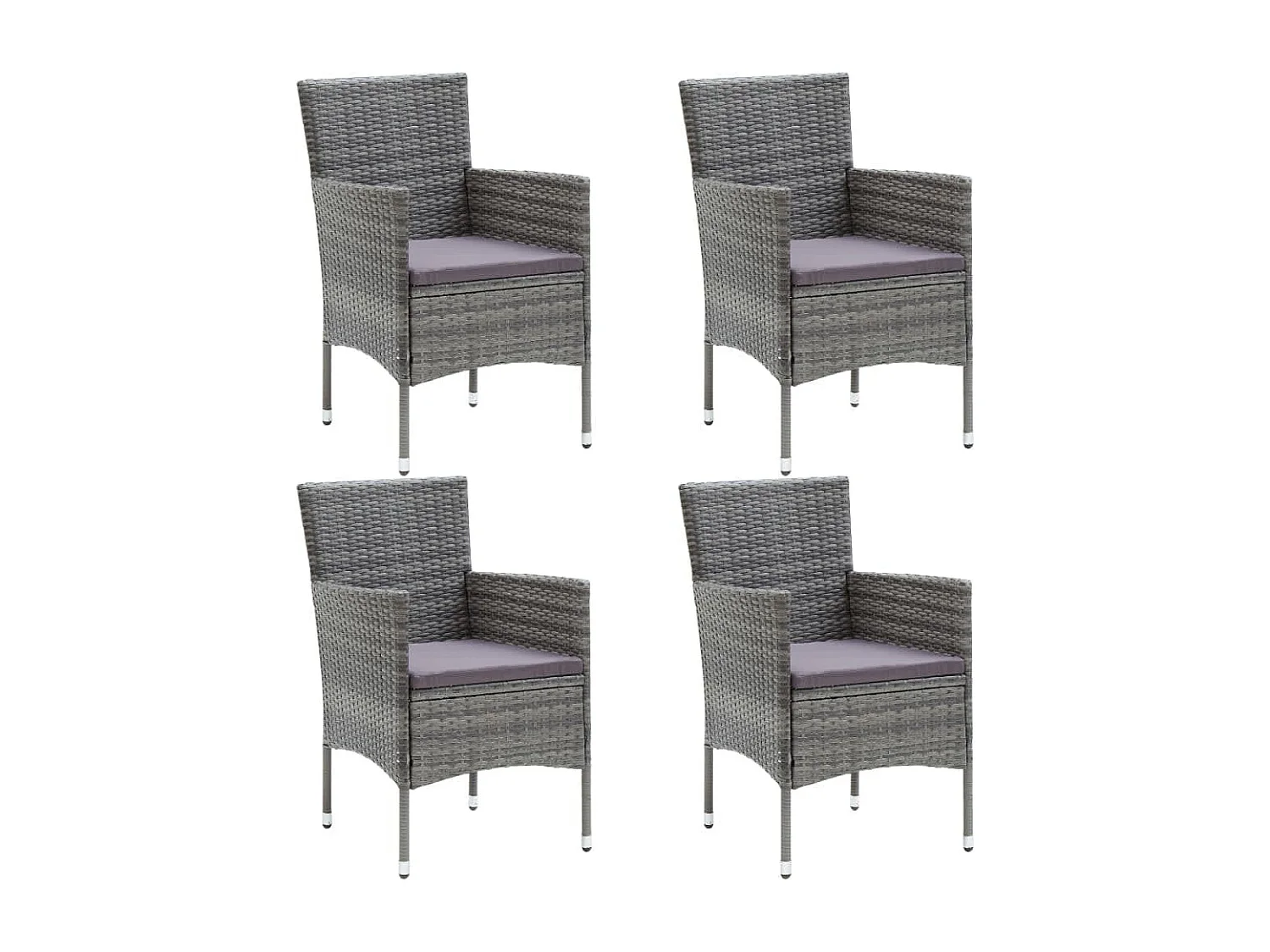 Mobilier à dîner de jardin et coussins 5pcs Résine tressée Gris 18