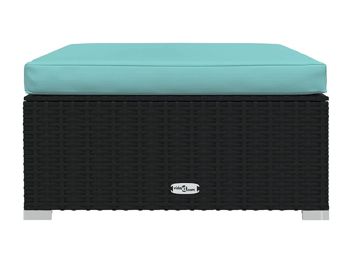 Salon de jardin 6 pcs avec coussins Résine tressée Noir 6