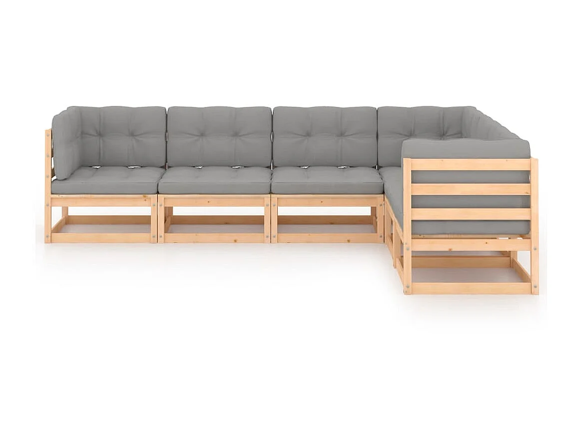 Salon de jardin 6 pcs avec coussins Bois de pin massif 20