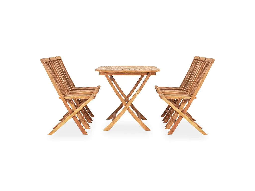Mobilier à dîner d'extérieur pliable 7 pcs Bois solide de teck 5