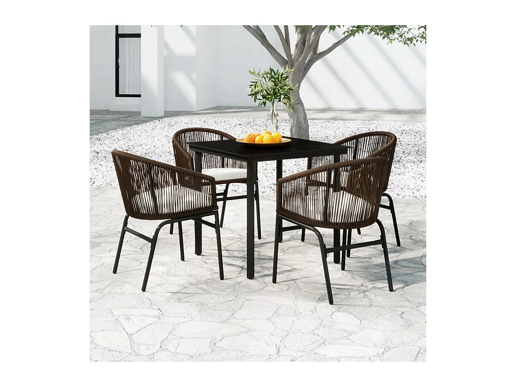 Ensemble de salle à manger de jardin 5 pcs Marron 12
