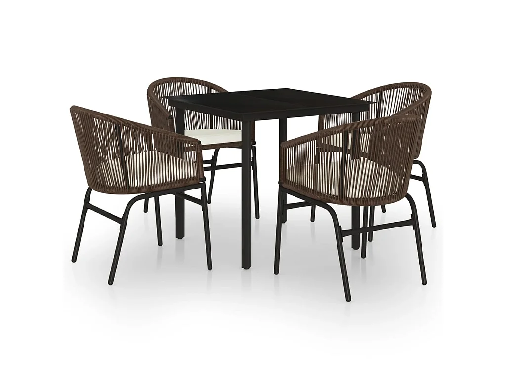 Ensemble de salle à manger de jardin 5 pcs Marron 12