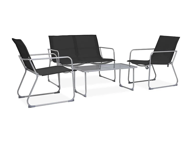 Salon de jardin 4 pcs Tissu et acier Noir