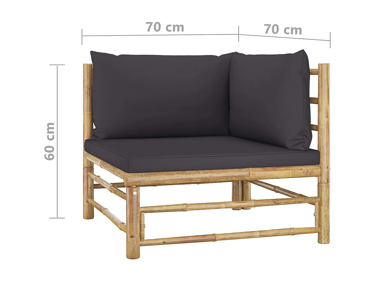 Canapés de jardin 2 pcs avec coussins gris foncé Bambou