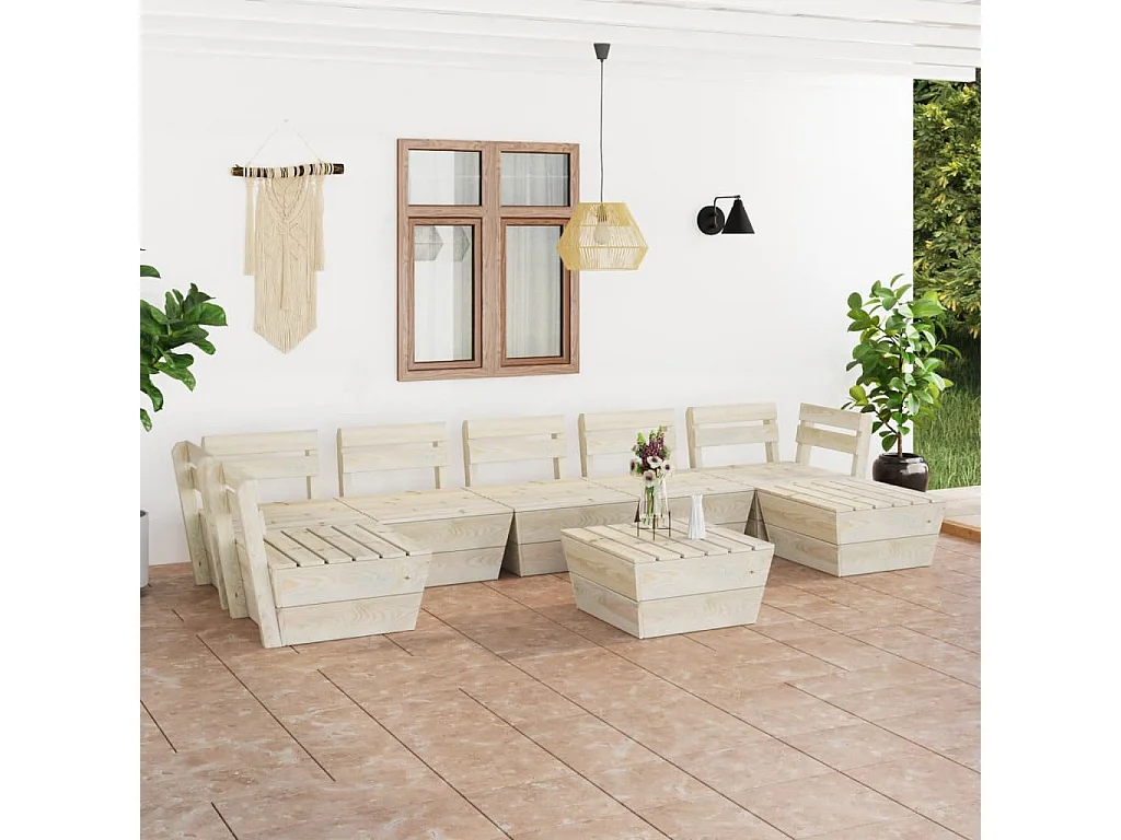 Salon de jardin palette 8 pcs Bois d'épicéa imprégné