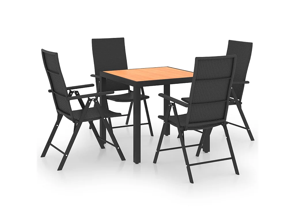 Ensemble de salle à manger de jardin 5 pcs Noir et marron