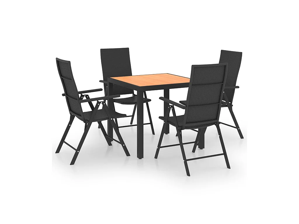 Ensemble de salle à manger de jardin 5 pcs Noir et marron