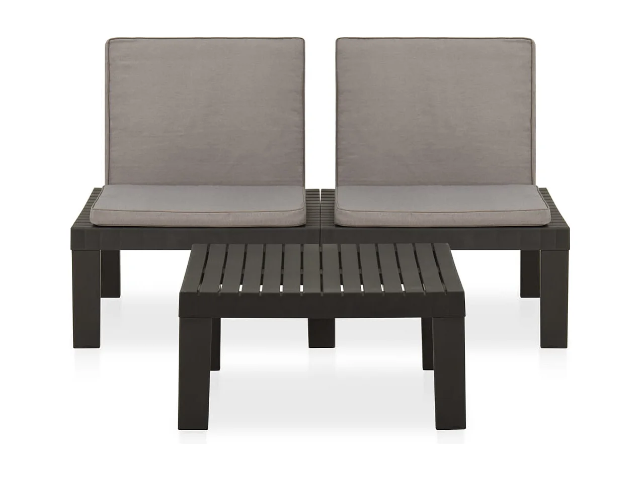 Salon de jardin 2 pcs avec coussins Plastique Gris