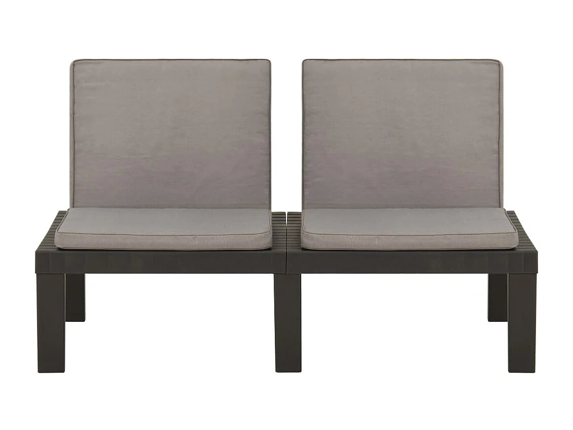 Salon de jardin 2 pcs avec coussins Plastique Gris