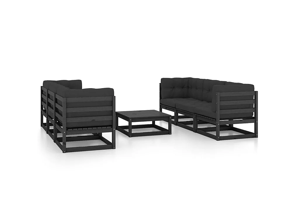 Salon de jardin 7 pcs avec coussins Bois de pin massif 28