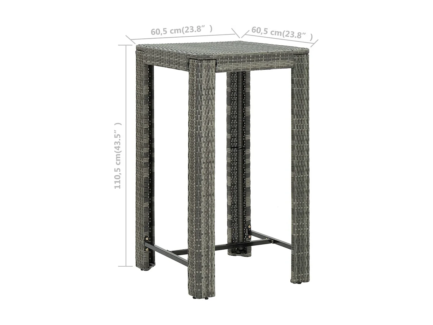 Ensemble de bar de jardin 3 pcs et coussins Résine tressée Gris 8
