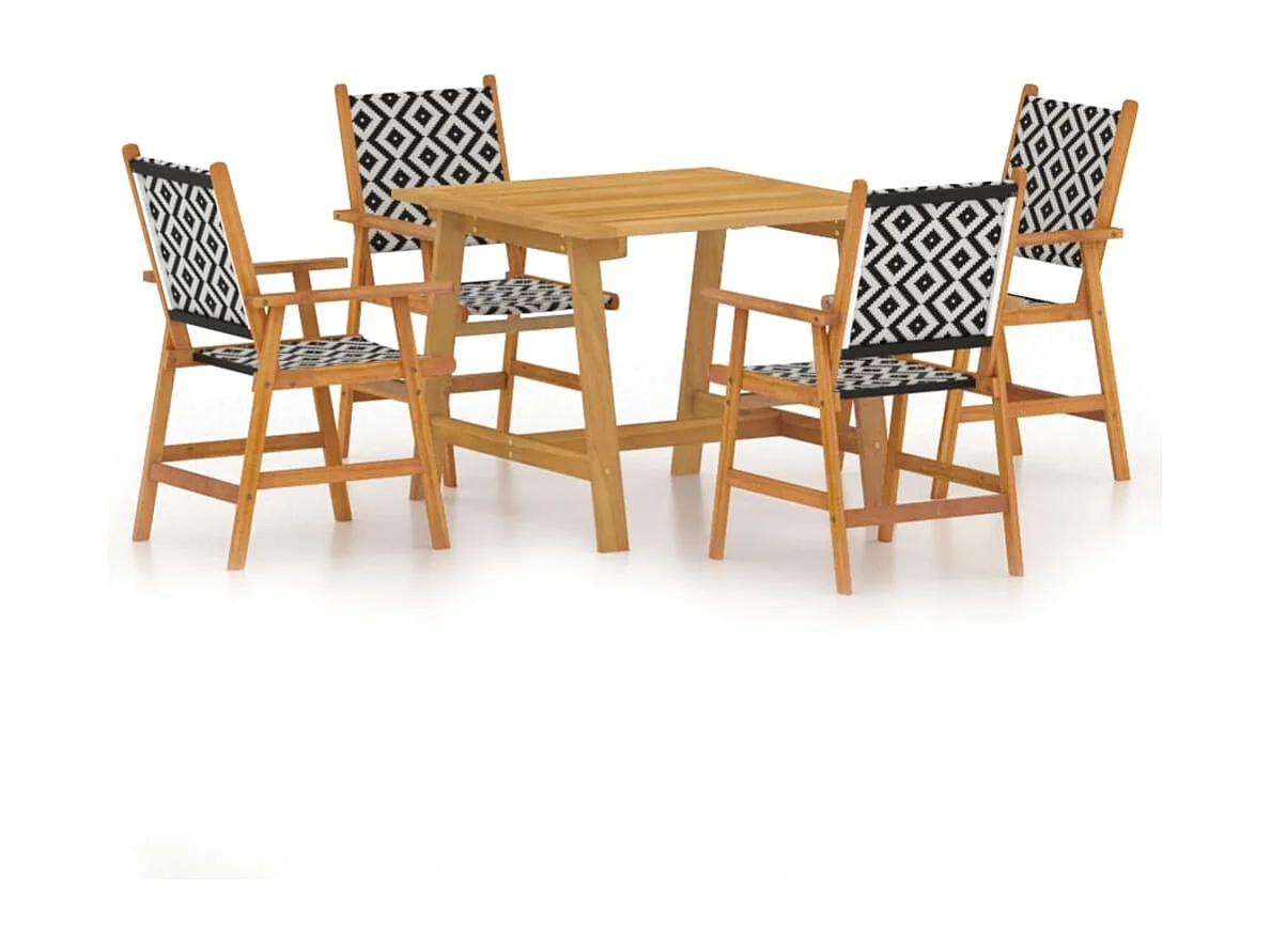 Ensemble de salle à manger de jardin 5 pcs Bois d'acacia solide 2