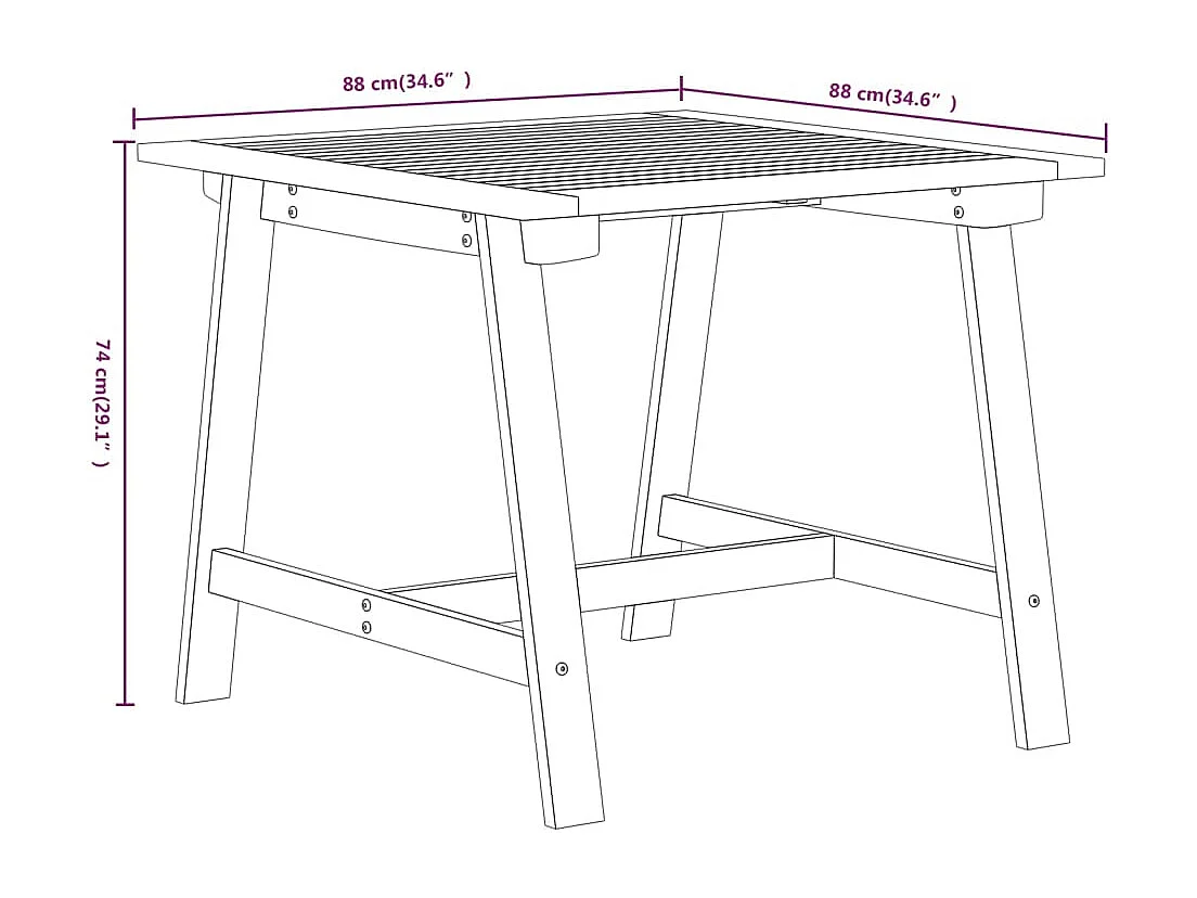 Ensemble de salle à manger de jardin 5 pcs Bois d'acacia solide 2