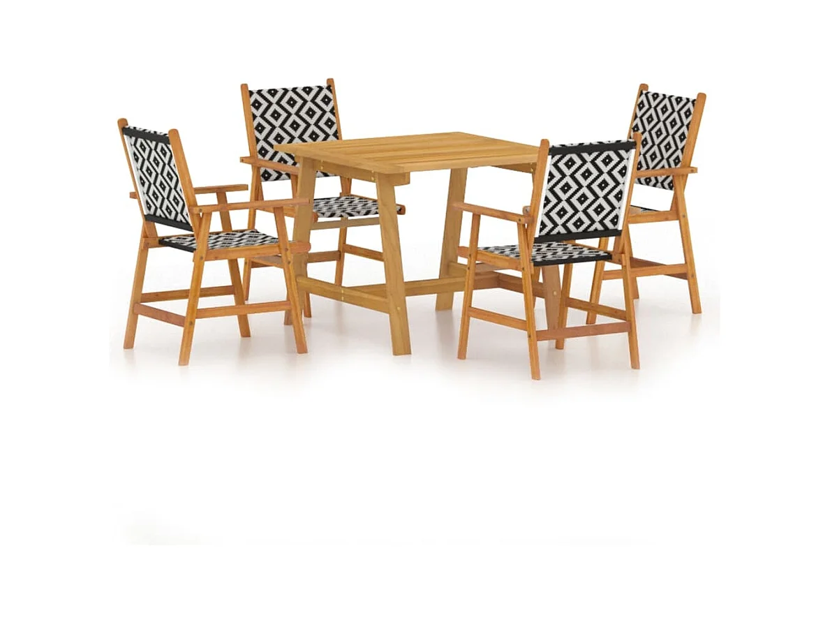 Ensemble de salle à manger de jardin 5 pcs Bois d'acacia solide 2