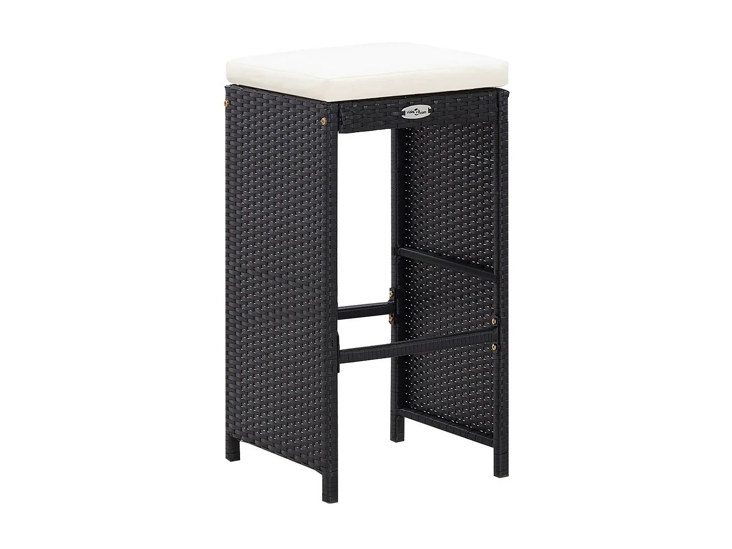 Meuble de bar de jardin 7 pcs et coussins Résine tressée Noir