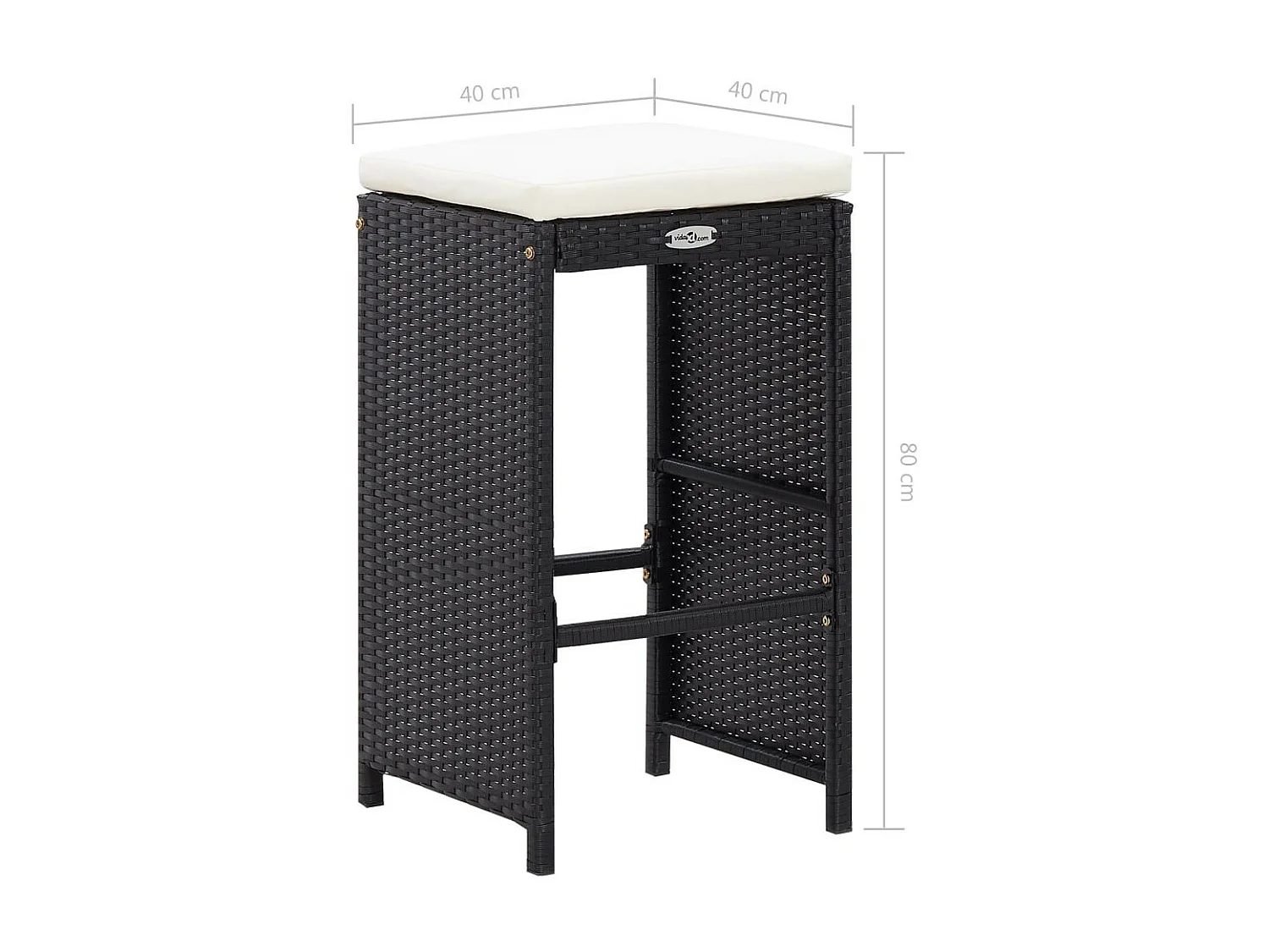 Meuble de bar de jardin 7 pcs et coussins Résine tressée Noir