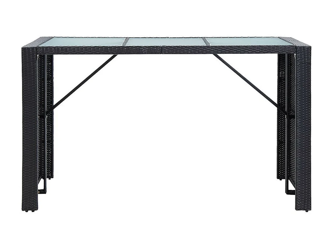 Meuble de bar de jardin 7 pcs et coussins Résine tressée Noir