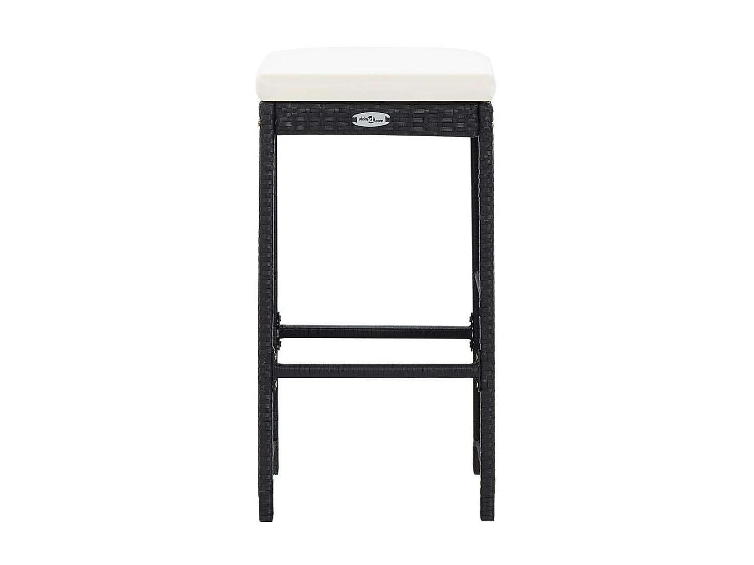 Meuble de bar de jardin 7 pcs et coussins Résine tressée Noir