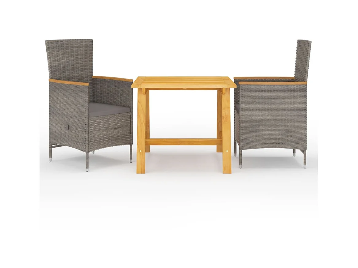 Ensemble de salle à manger de jardin 3 pcs Gris 34