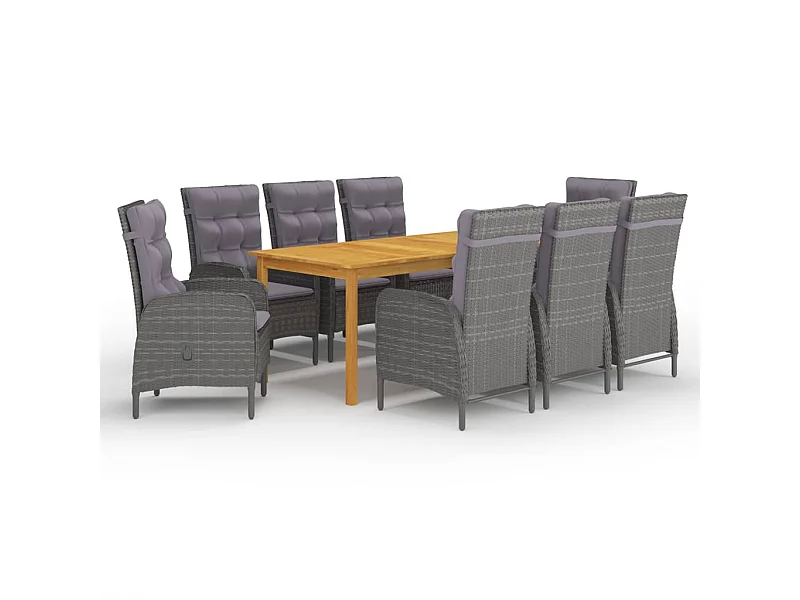 Ensemble de salle à manger de jardin 9 pcs Gris 10