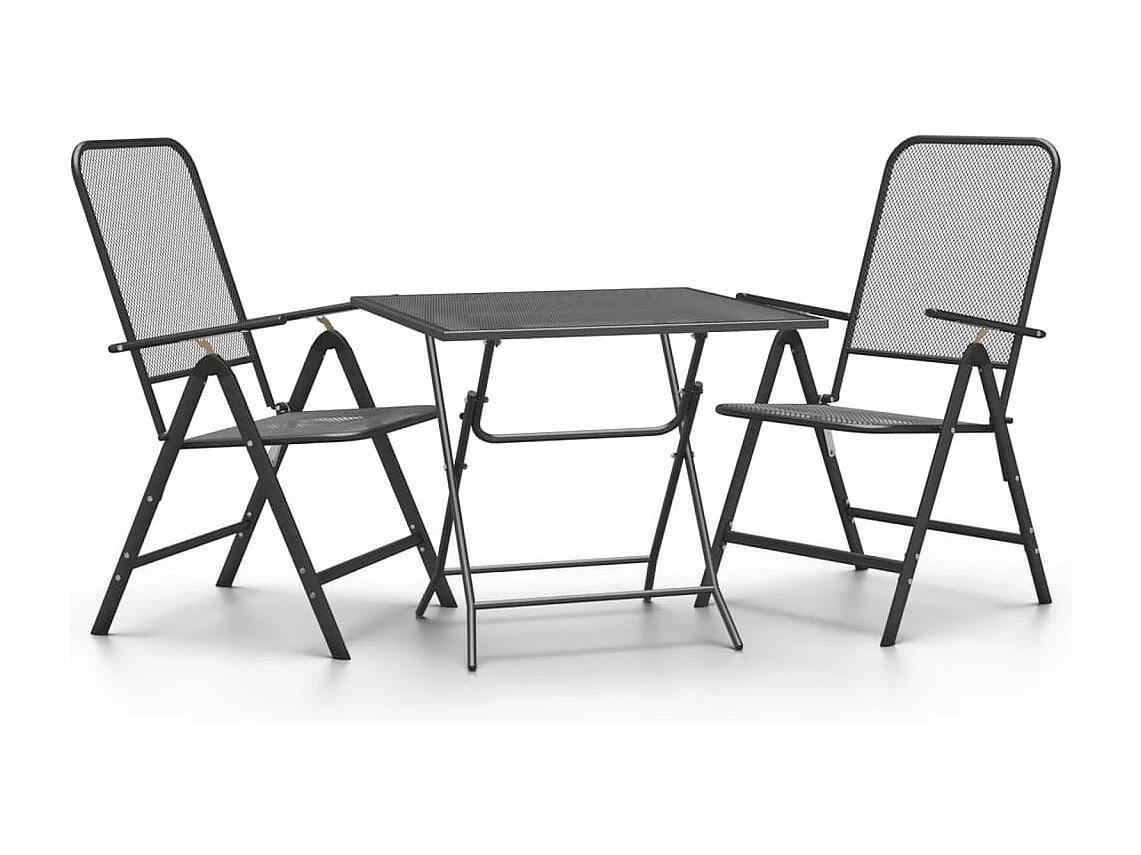 Mobilier à dîner de jardin 3 pcs Maille Métal Anthracite 2