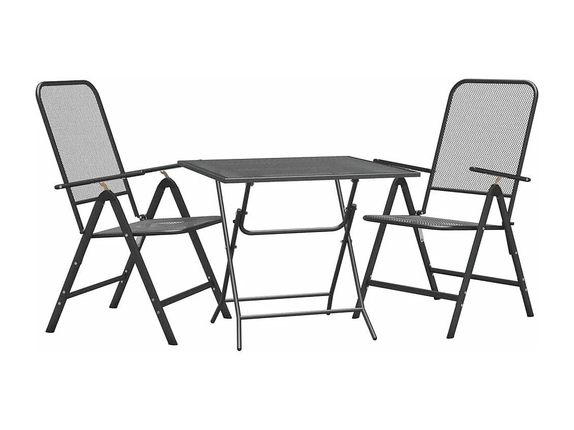 Mobilier à dîner de jardin 3 pcs Maille Métal Anthracite 2