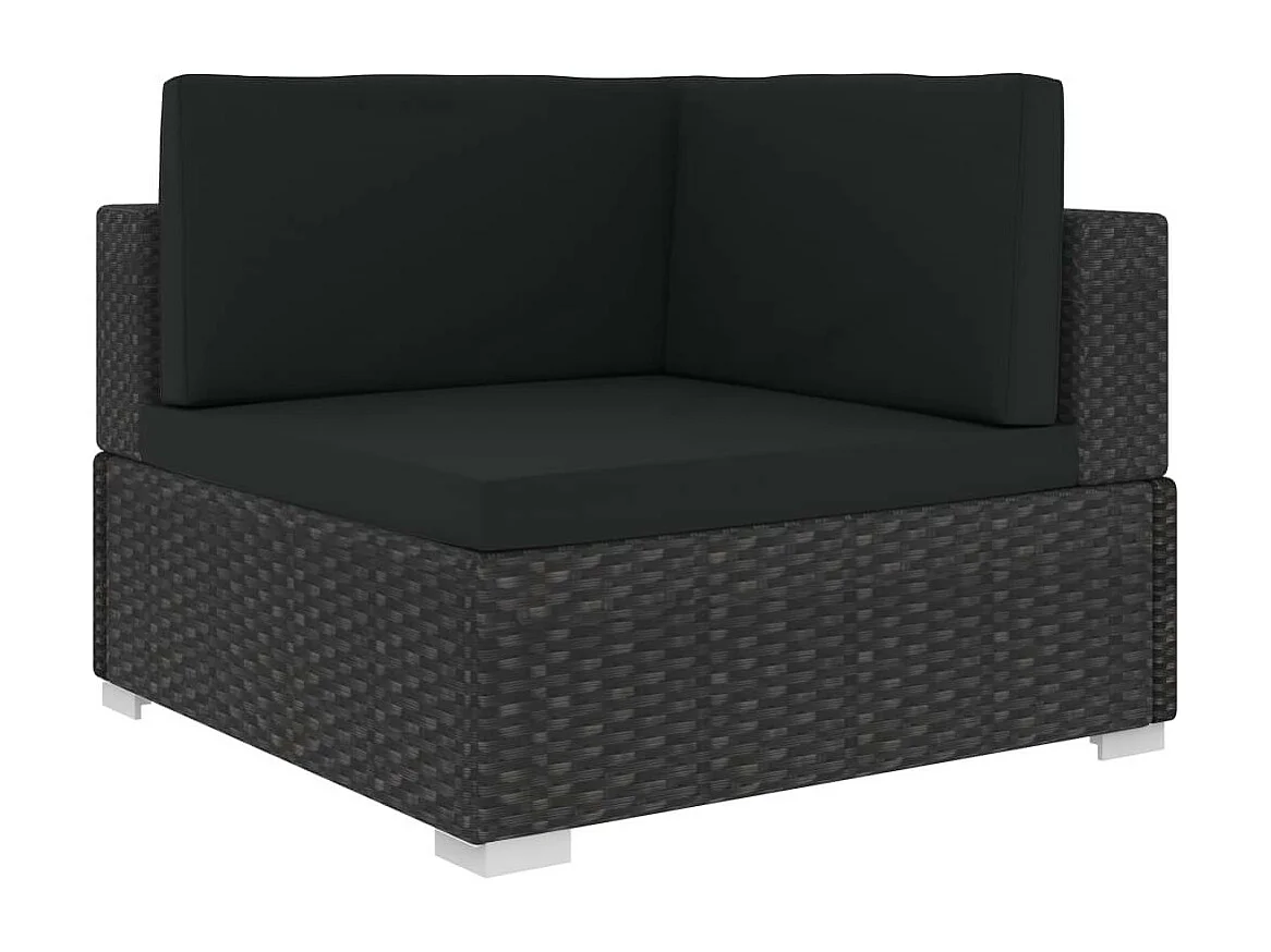 Salon de jardin 6 pcs avec coussins Résine tressée Noir 28