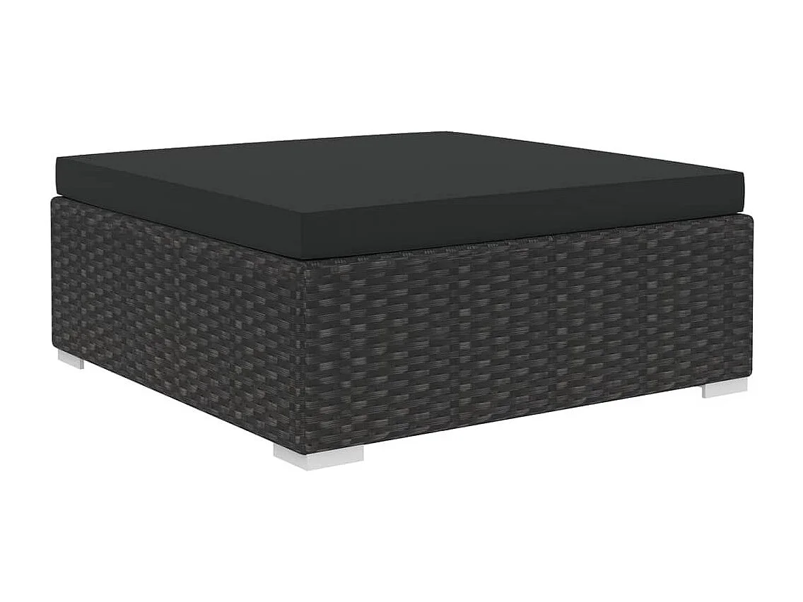 Salon de jardin 6 pcs avec coussins Résine tressée Noir 28