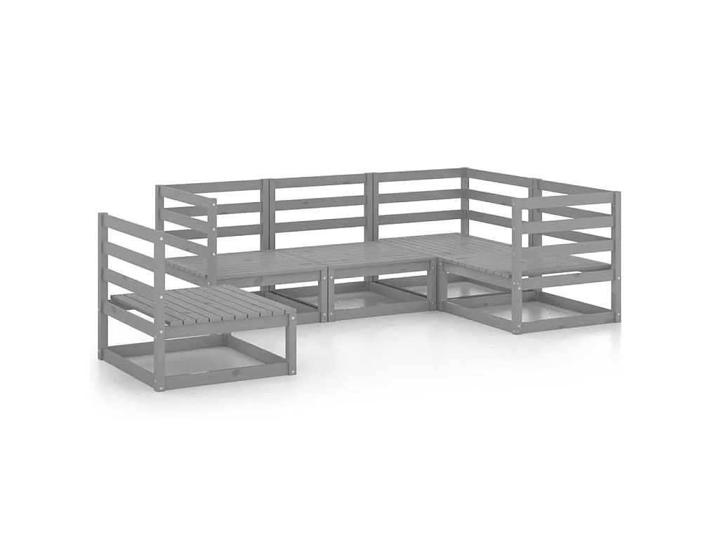 Salon de jardin 5 pcs Gris Bois de pin massif 10