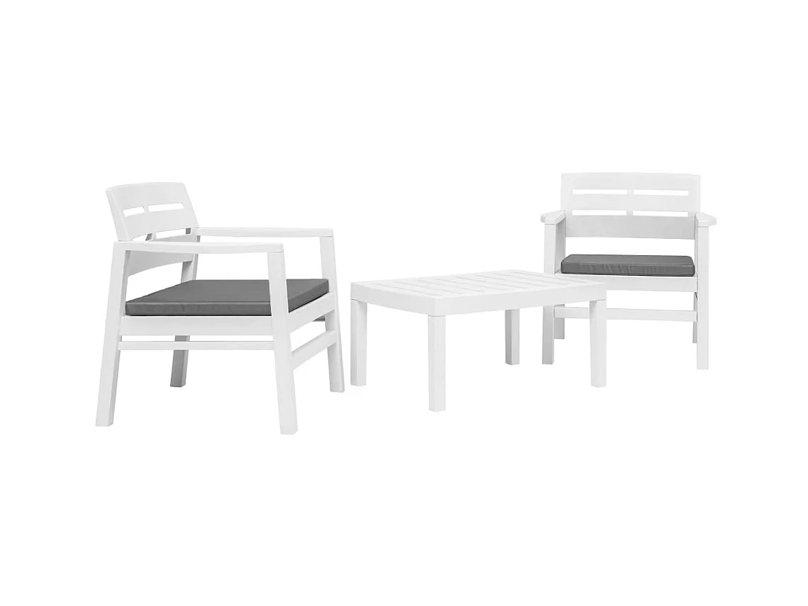 Salon de jardin 3 pcs Plastique Blanc 3
