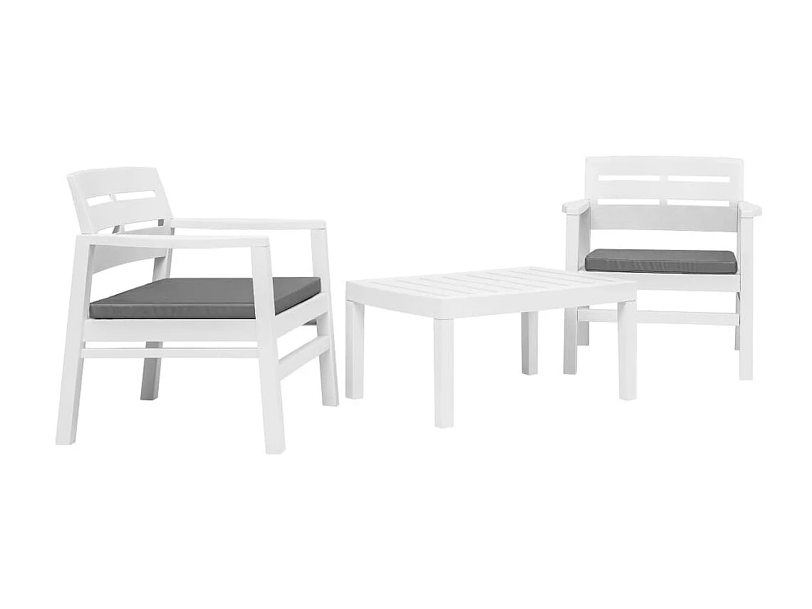 Salon de jardin 3 pcs Plastique Blanc 3
