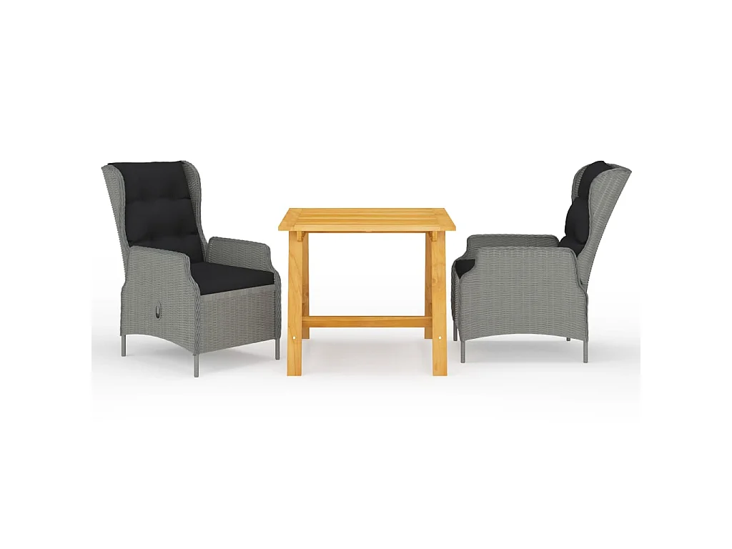 Ensemble de salle à manger de jardin 3 pcs Gris clair 6