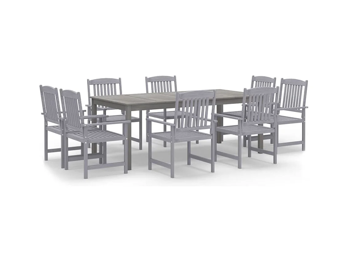 Ensemble de salle à manger de jardin 9 pcs Bois d'acacia Gris