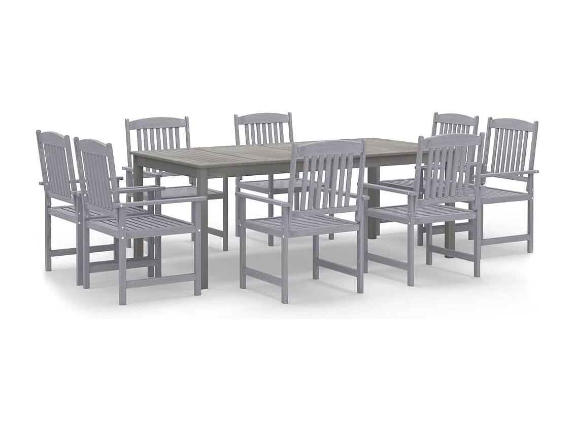 Ensemble de salle à manger de jardin 9 pcs Bois d'acacia Gris