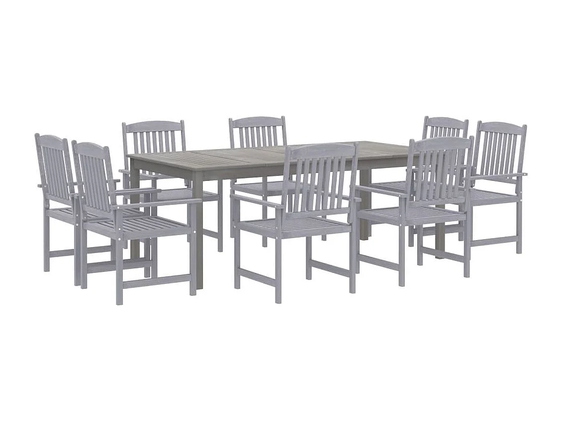 Ensemble de salle à manger de jardin 9 pcs Bois d'acacia Gris