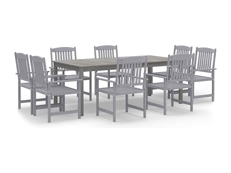 Ensemble de salle à manger de jardin 9 pcs Bois d'acacia Gris