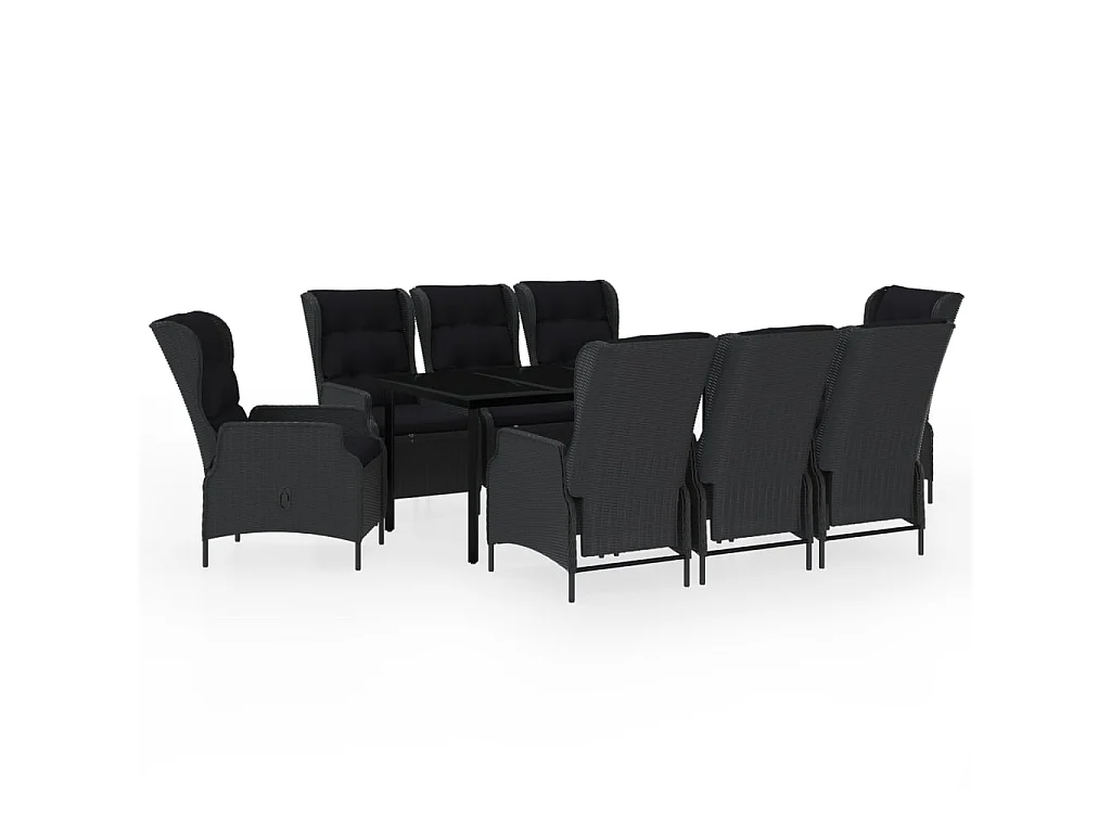 Ensemble de salle à manger de jardin 9 pcs Gris foncé 2