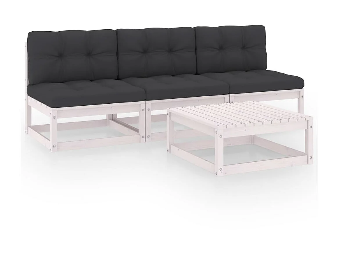 Salon de jardin 4 pcs avec coussins Bois de pin massif 25