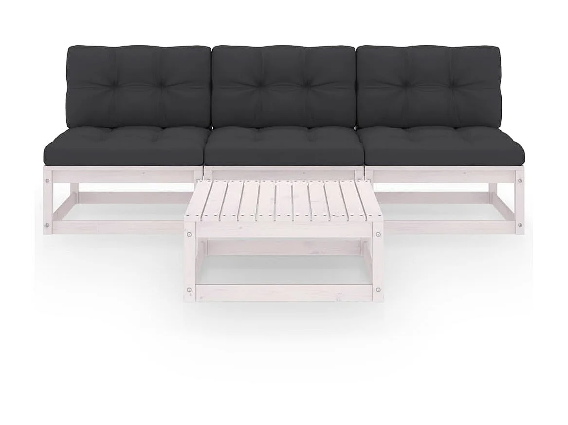 Salon de jardin 4 pcs avec coussins Bois de pin massif 25