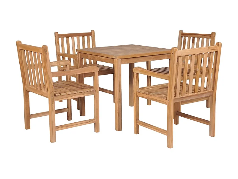 Ensemble de salle à manger d'extérieur 5pcs Bois solide de teck