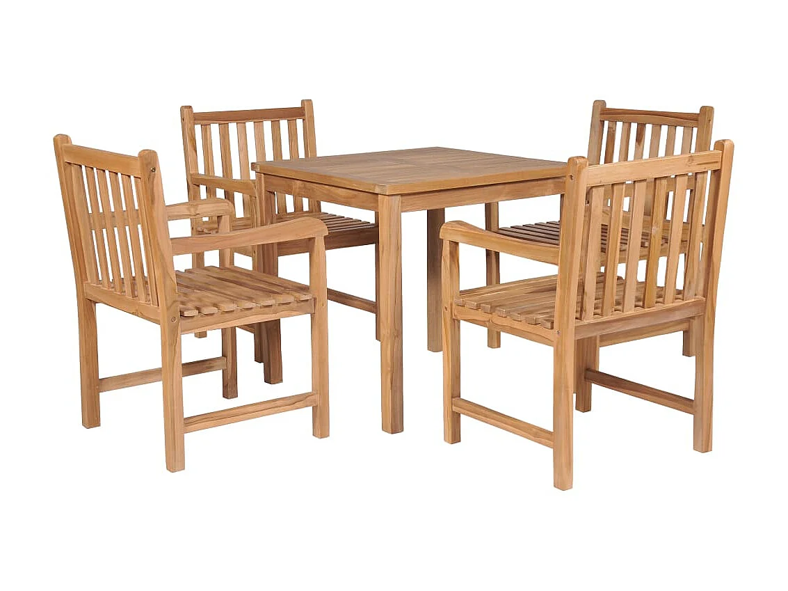 Ensemble de salle à manger d'extérieur 5pcs Bois solide de teck