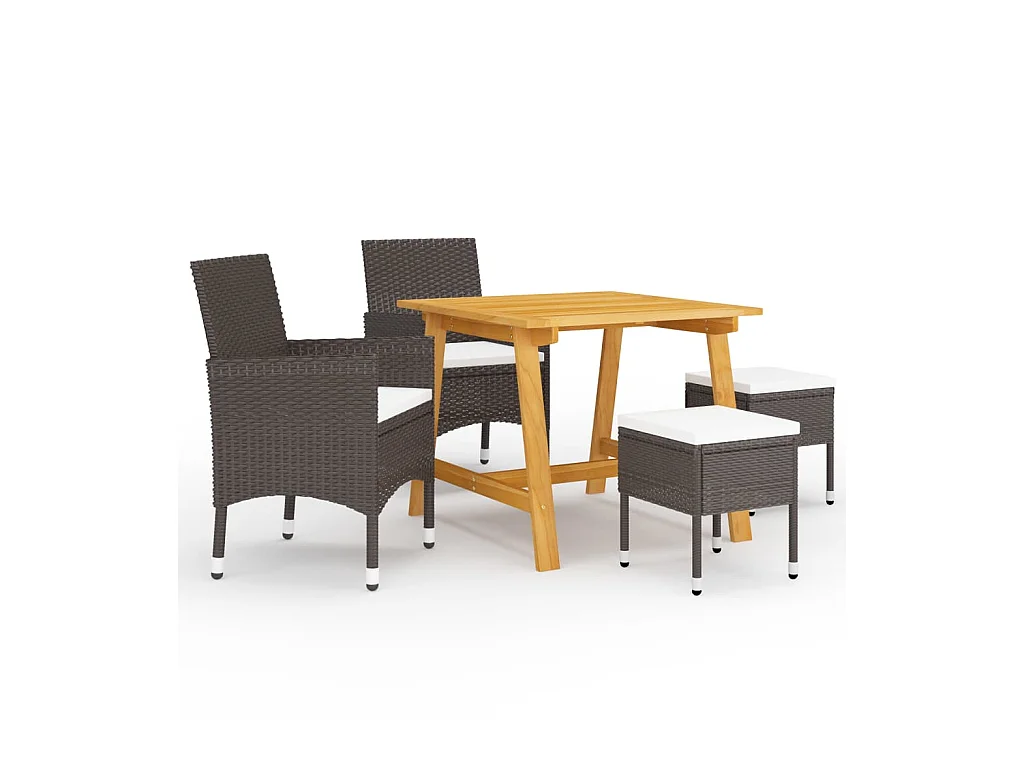 Ensemble de salle à manger de jardin 5 pcs Marron 7