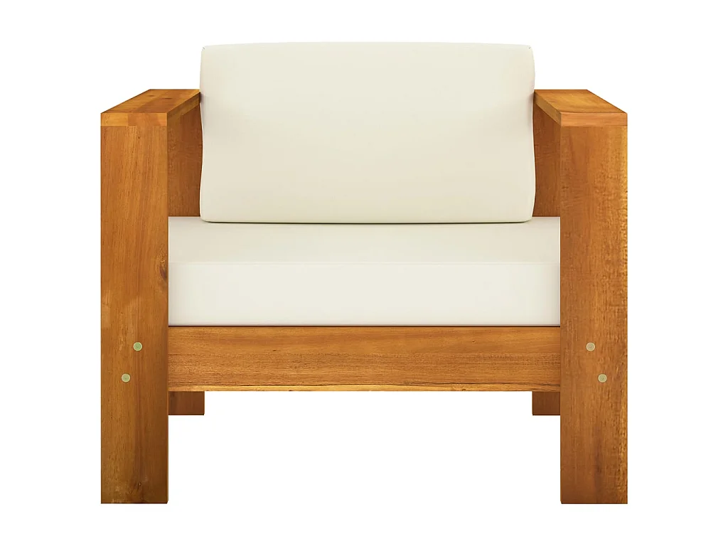 Salon de jardin 8 pcs avec coussins blanc crème Bois d'acacia 3