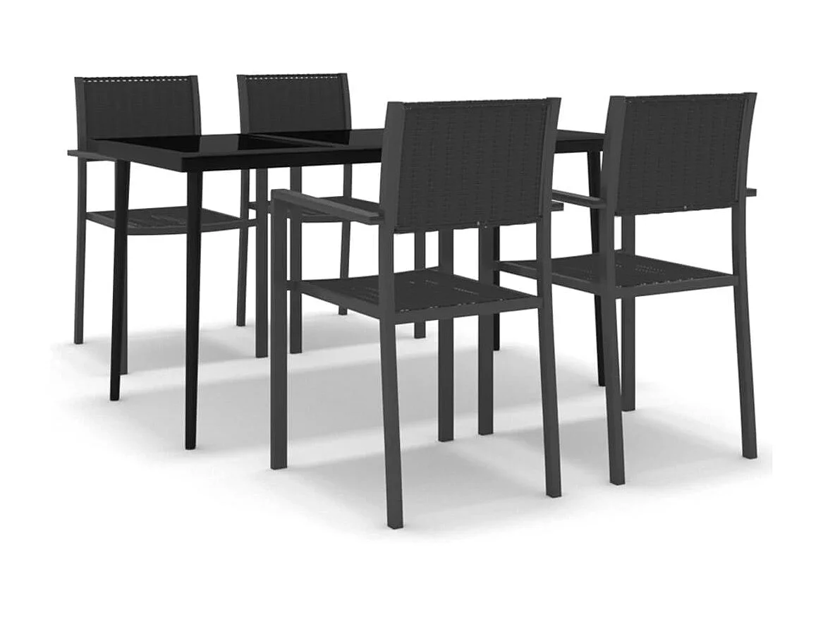 Ensemble de salle à manger de jardin 5 pcs Noir 23