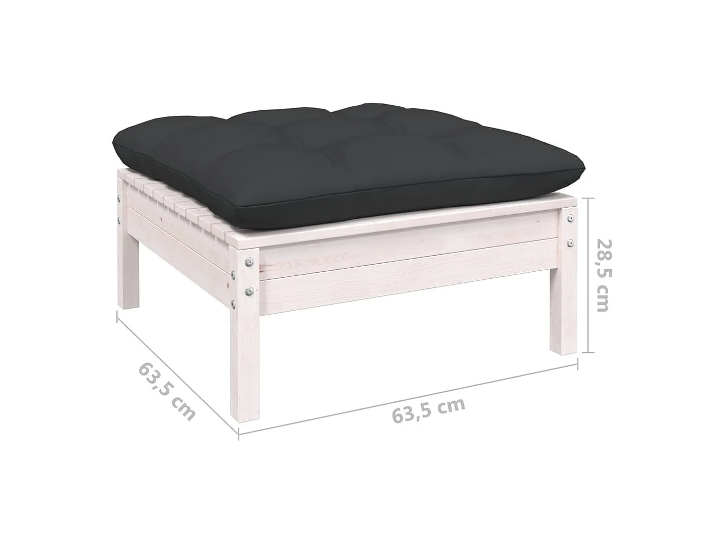 Salon de jardin 7 pcs avec coussins Blanc Bois de pin