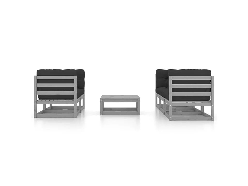 Salon de jardin 6 pcs avec coussins Bois de pin massif 88