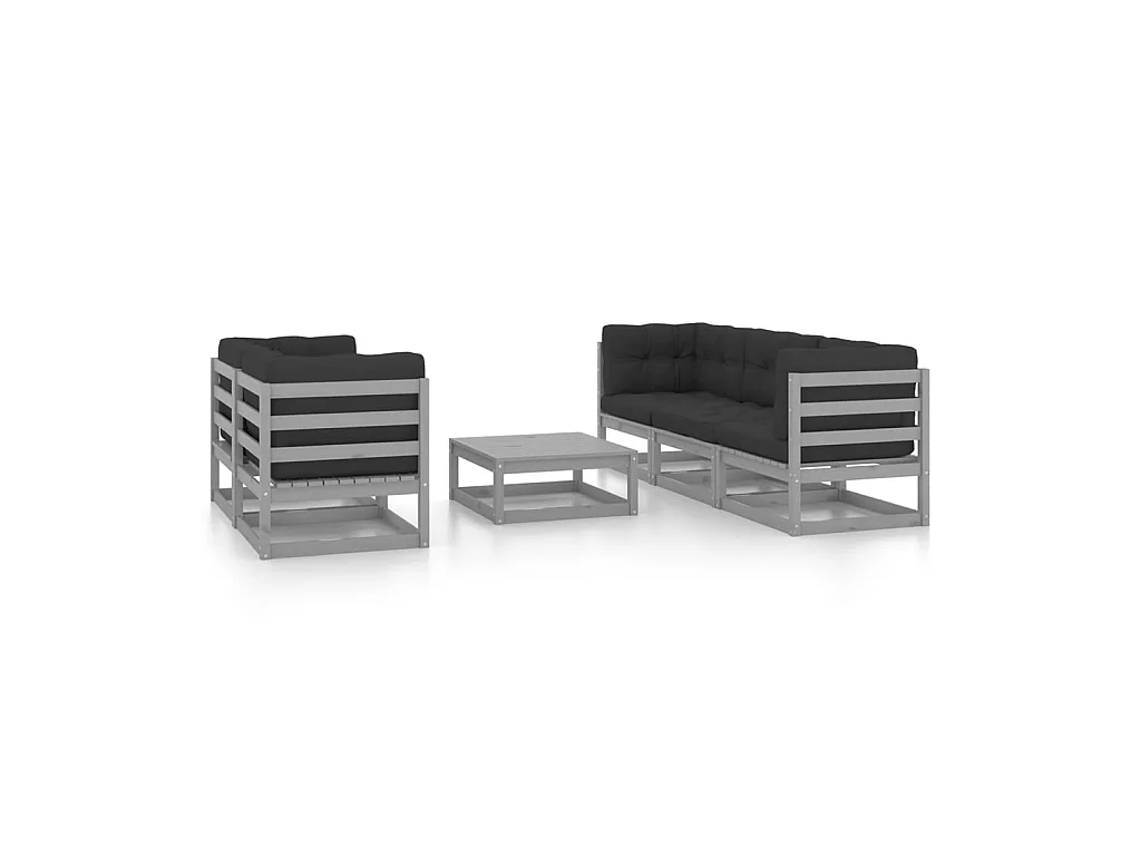 Salon de jardin 6 pcs avec coussins Bois de pin massif 88