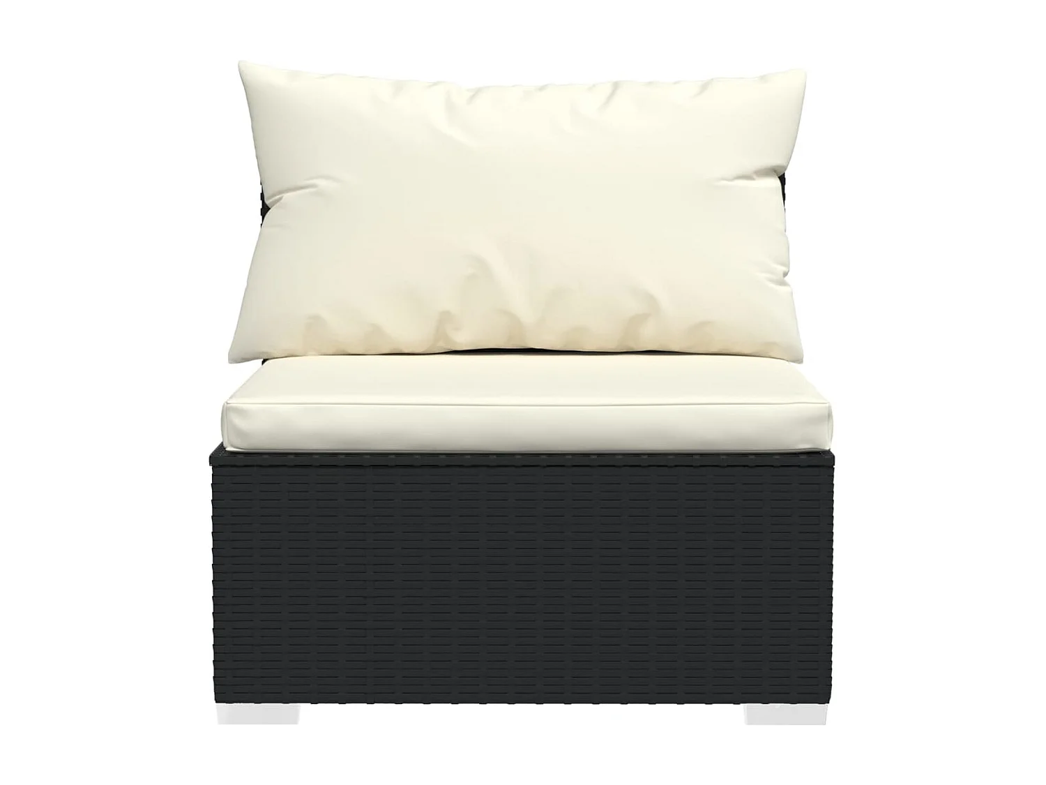 Canapé 3 places avec coussins Noir Résine tressée 2